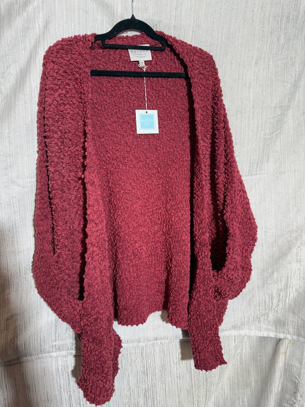NWT Hayden Los Angeles Popcorn Knit Batwing Cardigan Sweater Rose S/M